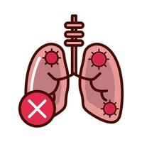 Krankheit Lungenentzündung Lungen verhindern die Ausbreitung von covid19 Linie und Dateisymbol vektor