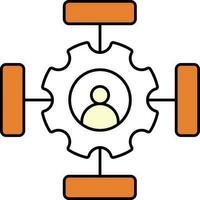 användare eller konto miljö ikon i vit och orange Färg. vektor