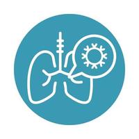 Virus Covid 19 Pandemie kranke Lungen Infektion Block Line Style Icon vektor