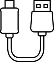 zwei Seite USB Kabel Symbol im schwarz Linie Kunst. vektor