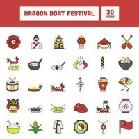 30 drake båt festival färgrik ikon i platt stil. vektor