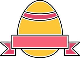 Streifen gemalt Ei mit leer Band Symbol im eben Stil. vektor