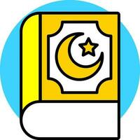 quran bok ikon i gul och vit Färg. vektor
