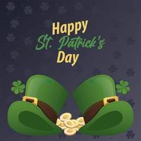 Happy Saint Patricks Day Schriftzug mit Elf Tophats und Münzen vektor