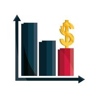 diagramfält minskar pengar affärs aktiemarknad krasch isolerad ikon vektor