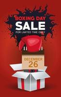 Boxing Day Sale Poster mit Geschenk und Kalender vektor