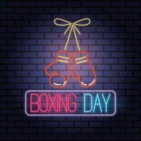 Boxing Day Sale Neonlichter mit Handschuhen vektor