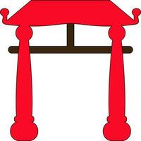 röd Färg med stroke av kinesisk Port ikon i illustration. vektor