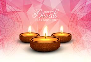 Lycklig diwali diya oljelampa festival kort bakgrund vektor