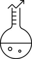 Linie Pfeil Graph mit Becherglas zum Wissenschaft wachsend Symbol oder Symbol. vektor