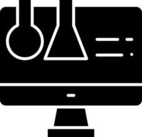 online chemisch Experiment Symbol im schwarz und Weiß Farbe. vektor