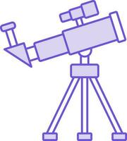 isoliert lila und Weiß Farbe Stativ Teleskop Symbol im eben Stil. vektor
