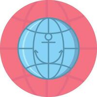 ankare med global ikon på rosa bakgrund. vektor