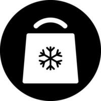 snöflinga symbol på handla väska glyf ikon. vektor