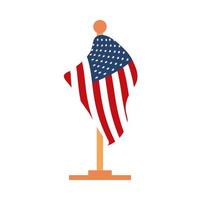 Gedenktag Flagge in Stand Zeichen amerikanische Feier flache Stilikone vektor