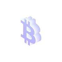 3d isometrisch Bitcoin Symbol im lila Farbe. vektor