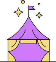 Zirkus Zelt Symbol im lila und Gelb Farbe. vektor