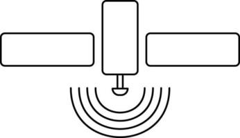 isolerat linje konst satellit i platt stil. vektor