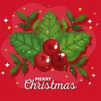 Weihnachtsstechpalme Beeren dekoratives Banner des neuen Jahres und der frohen Weihnachtsfeier vektor