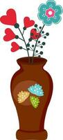braun Vase mit bunt Blumen. vektor