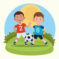 Jungen spielen Fußball vektor