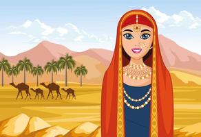 arabische Braut und Kamele vektor