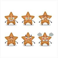 stjärnor kaka tecknad serie karaktär med olika arg uttryck vektor