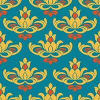 Blumen- Muster handgemalt. nahtlos Vektor Hintergrund. Gelb und Blau Ornament. Grafik modern Muster.