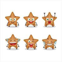 tecknad serie karaktär av stjärnor kaka med leende uttryck vektor