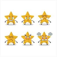 Neu Gelb Sterne Karikatur Charakter mit verschiedene wütend Ausdrücke vektor