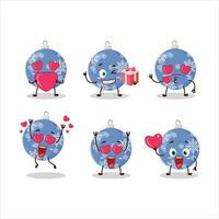 jul boll blå tecknad serie karaktär med kärlek söt uttryckssymbol vektor