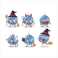 Halloween Ausdruck Emoticons mit Karikatur Charakter von Weihnachten Ball Blau vektor