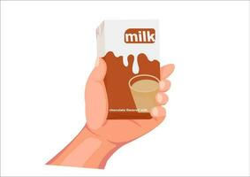 vektor illustration av en hand innehav en mjölk låda