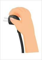vektor illustration av en hand innehav en kraft plugg kabel-