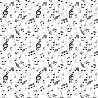 sömlösa mönster från uppsättning musiknoter och diskant vektor