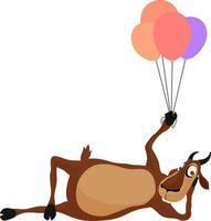 Charakter von Ziege mit Luftballons. vektor