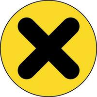 schwarz falsch Kennzeichen Zeichen auf Gelb Kreis. vektor