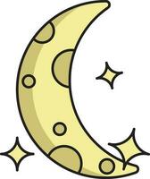 halv måne med stjärnor ikon i gul Färg. vektor