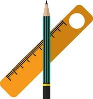 orange linjal och blå penna. vektor