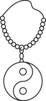 Taoismus Halskette Symbol im schwarz Linie Kunst. vektor