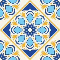 Italienischer Keramikhintergrund der blauen und gelben Kunst vektor