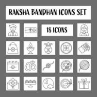 isoliert 18 Raksha Bandhan Symbol einstellen im Linie Kunst. vektor