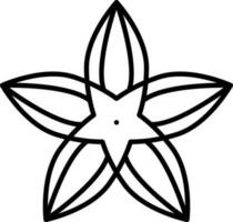 eben Stil Star Blume schwarz Linie Kunst Symbol. vektor