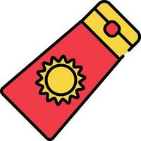 Solskydd ikon i röd och gul Färg. vektor