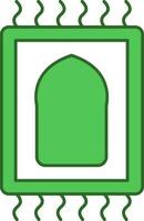 matta eller sajadah ikon i grön och vit Färg. vektor
