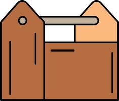 tömma verktyg låda ikon i orange och brun Färg. vektor