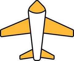 Gelb und Weiß Flugzeug Symbol im eben Stil. vektor