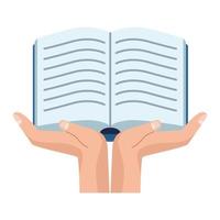 Hände heben Lehrbuch öffnen Literatur isoliert Symbol vektor