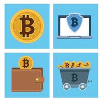 Bitcoins Cyber Money Technologie Set Icons vektor