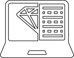 platt stil diamant lista i bärbar dator skärm linje konst ikon. vektor